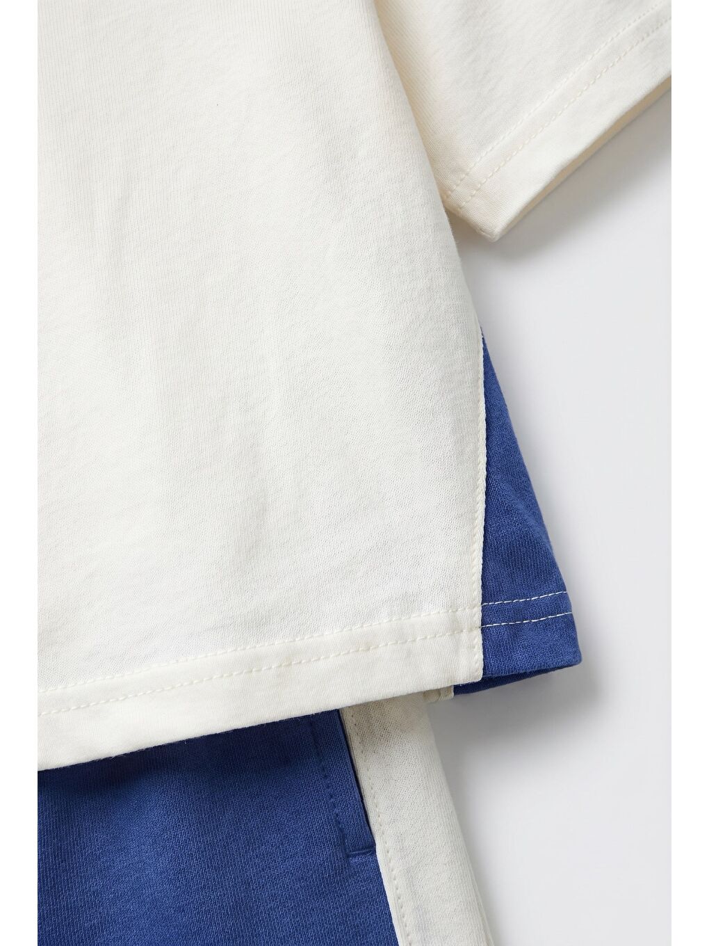 Karışık Erkek Çocuk Pamuklu Mavi Blok Renk T-Shirt Şort Takım-2