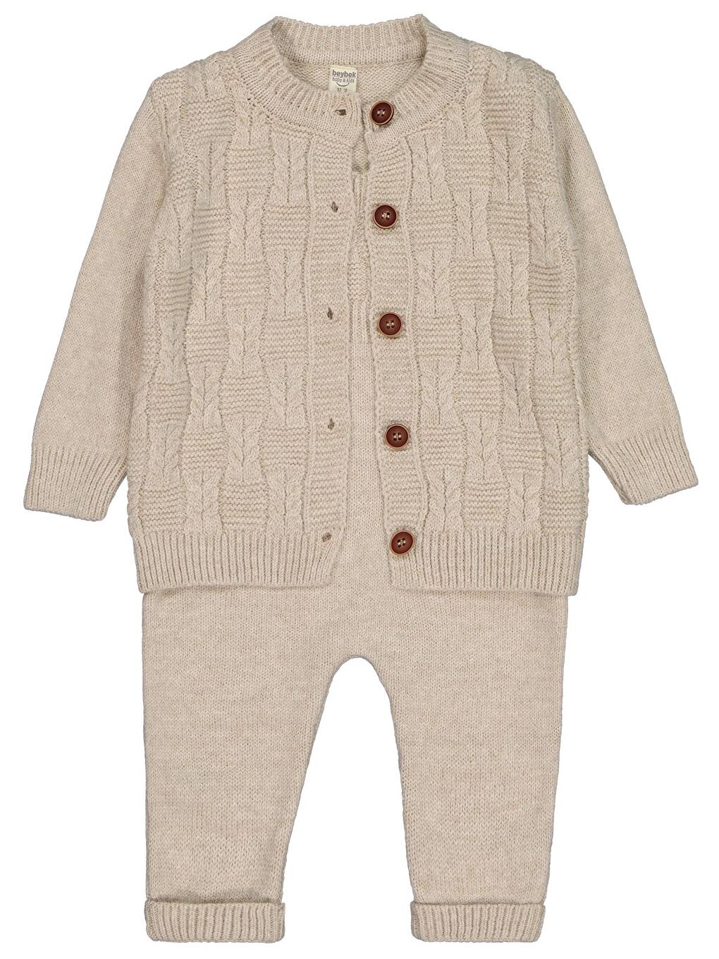Beybek Hırkalı Slopet 3-12 Ay Takım  - Bej 12-18 Ay