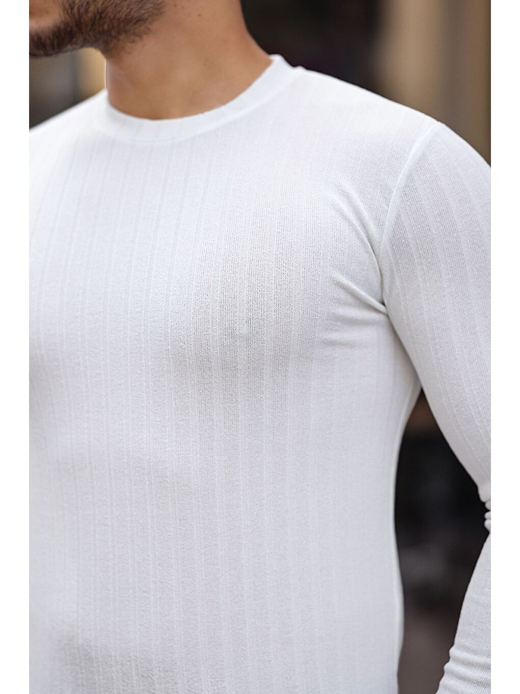 Beyaz Jakarlı Mevsimlik Sweatshirt-1