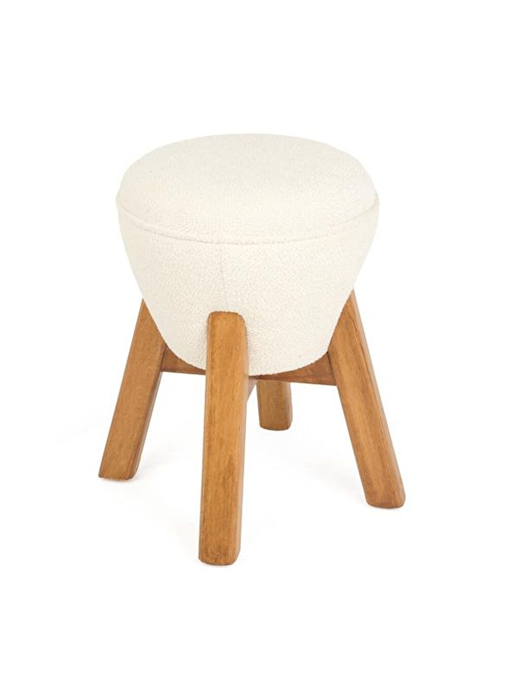 Ekru Retro Mantar Puf - Krem - 48x33x33 cm-1