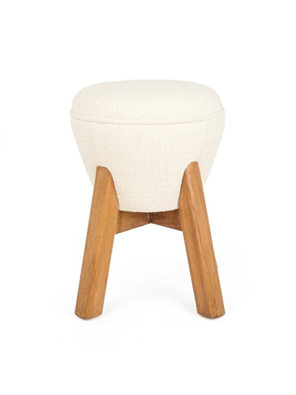 Ekru Retro Mantar Puf - Krem - 48x33x33 cm-3