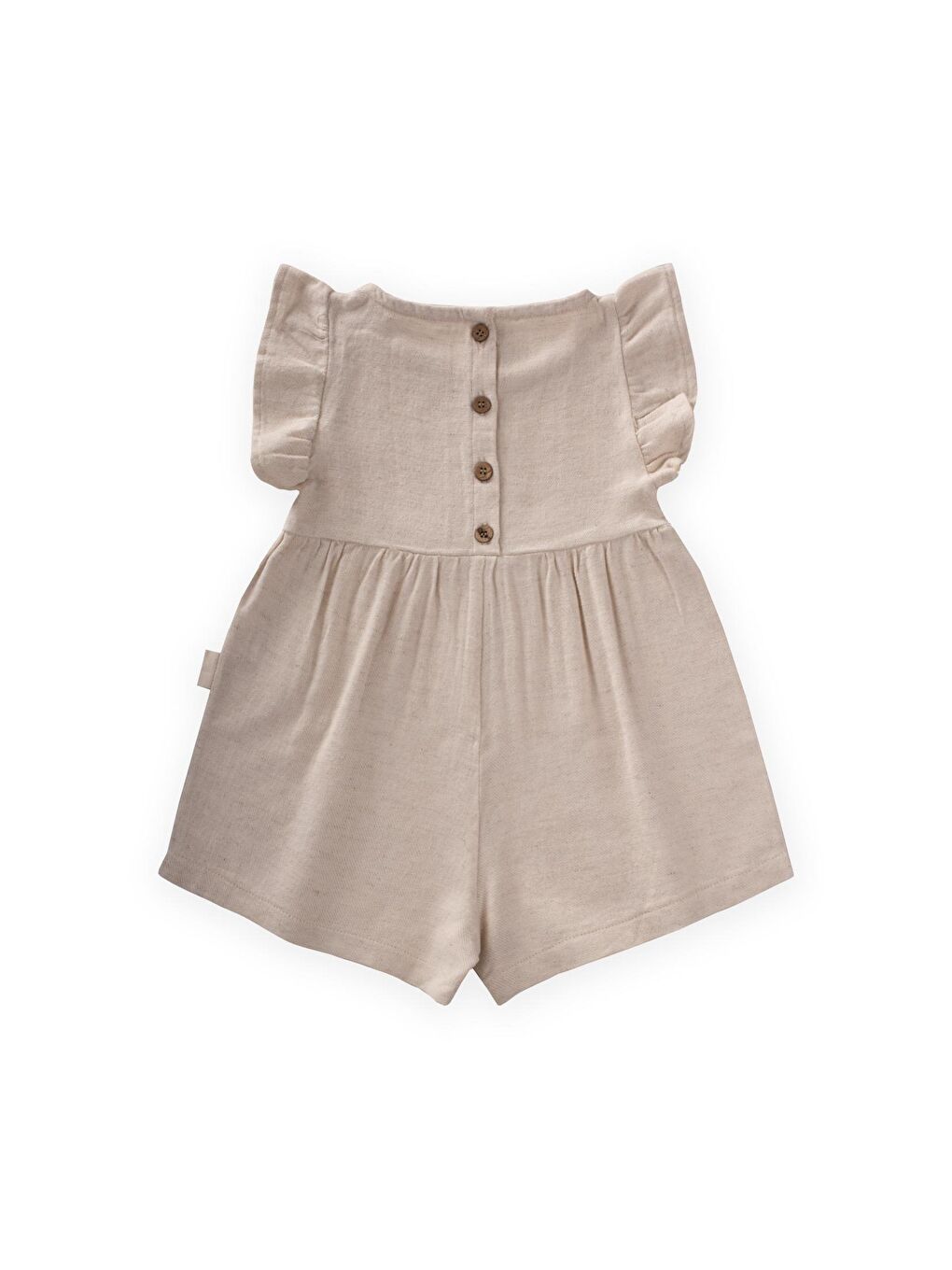 Ekru Kız Çocuk Keten Tulum-1