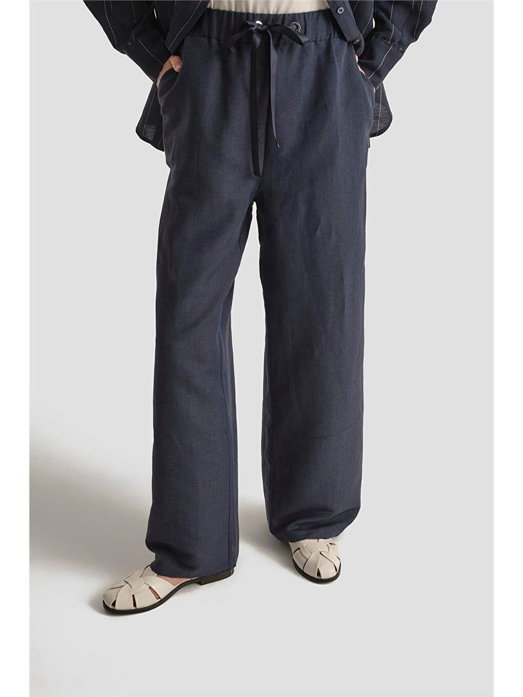 Çizgili Gömlekli Takım 25Y6010 Lacivert-4