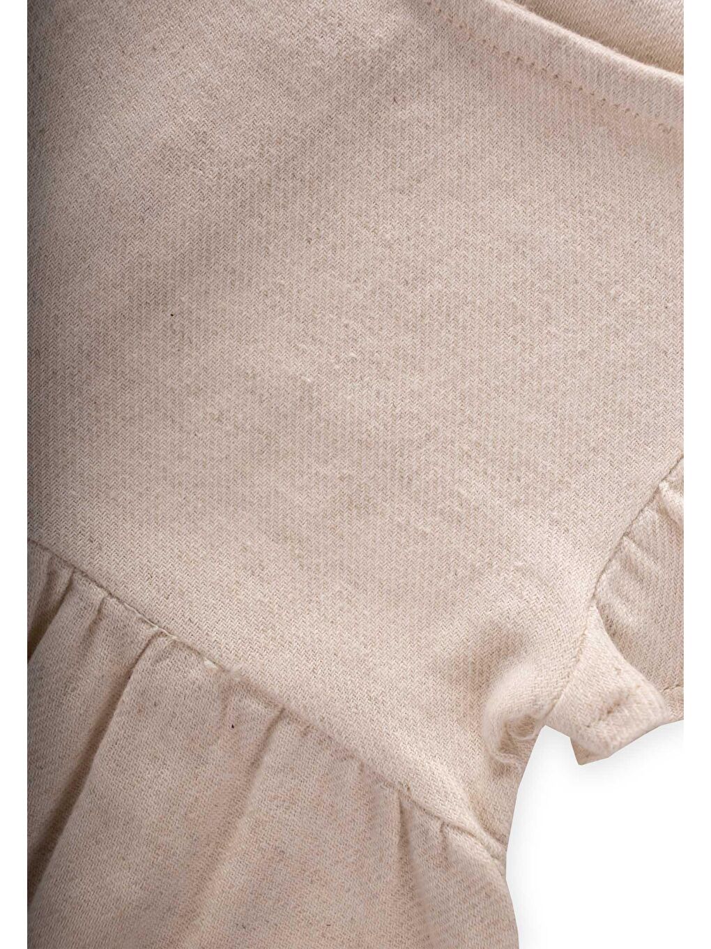 Ekru Kız Çocuk Keten Tulum-2