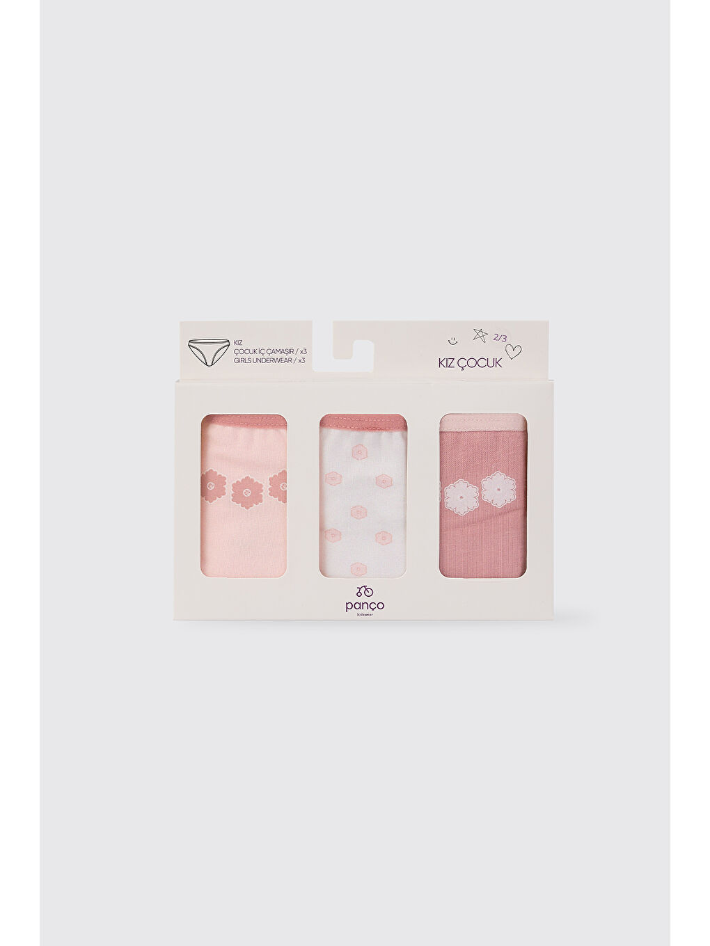 Kız Çocuk Pembe 3'lü Slip Çamaşır-2