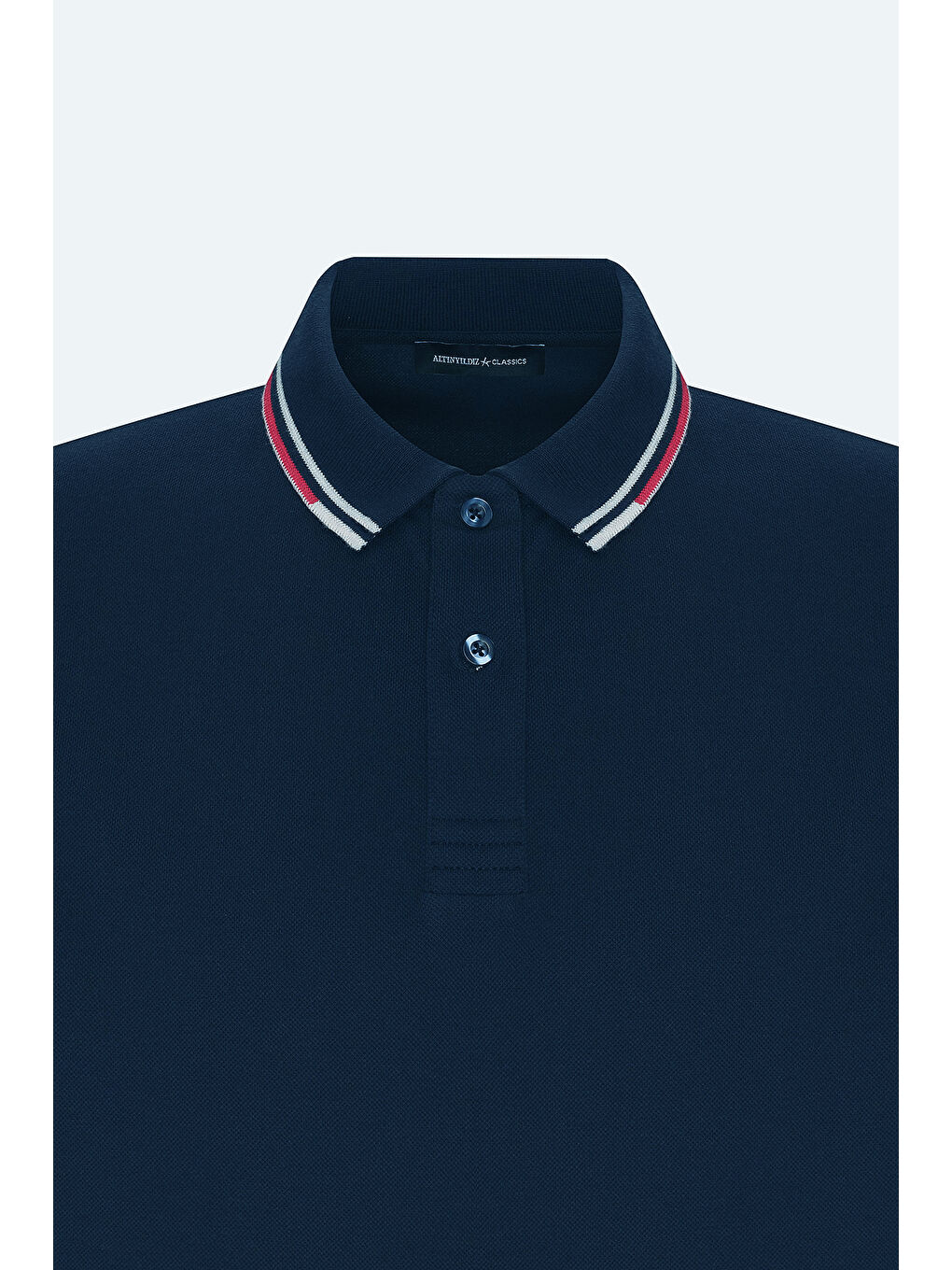 Erkek Lacivert Slim Fit Dar Kesim %100 Pamuk Polo Yaka Tişört-5