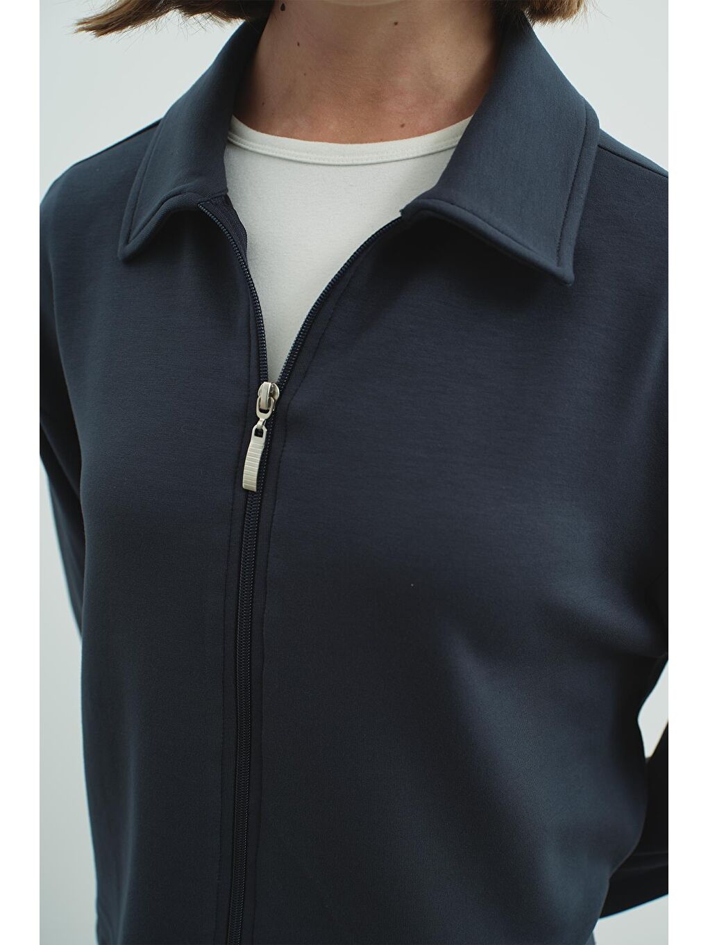 Gri Pure Touch Fermuarlı Sweat Füme-6