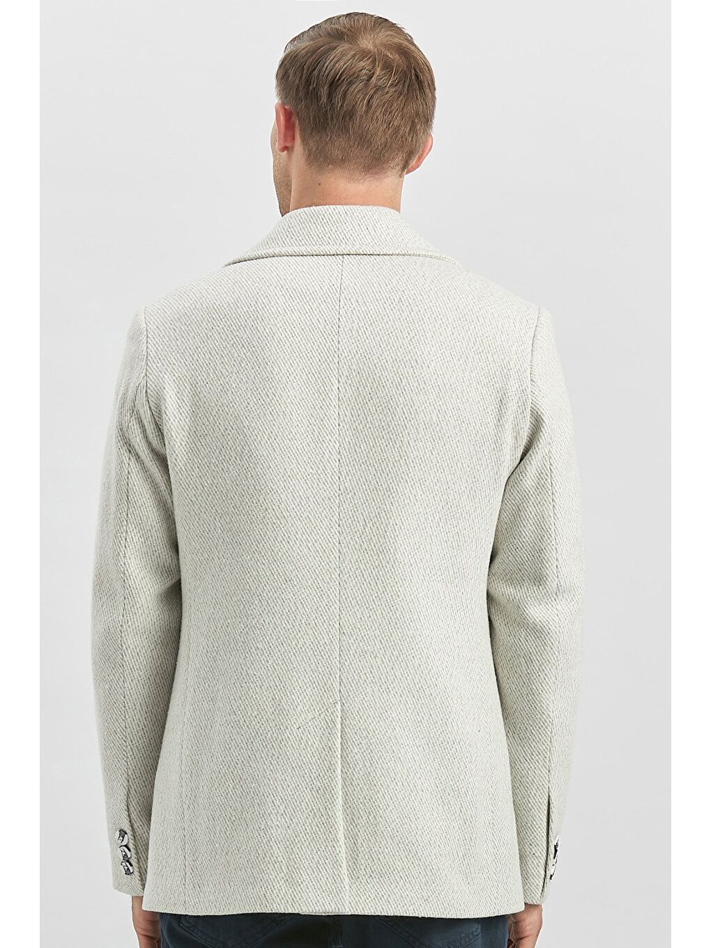 Bej Taş Rengi Kaşe Kırlangıç Yaka Desenli Astarlı Slim Fit Dar Kesim Klasik Mont 1007245150-7