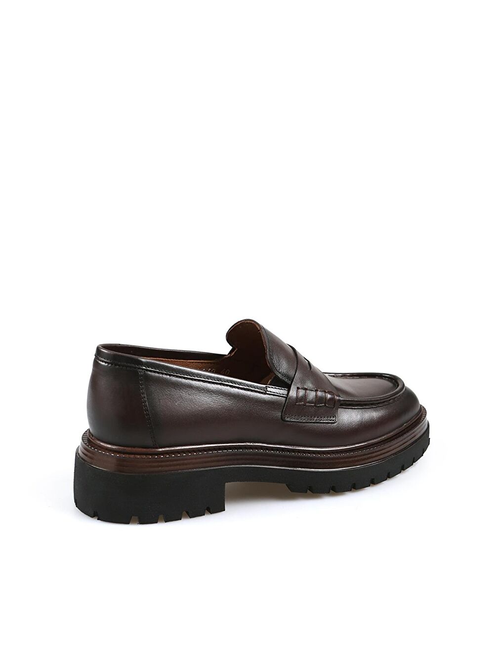 Kahverengi Kahve %100 Deri Yüksek Taban Loafer Ayakkabı-2