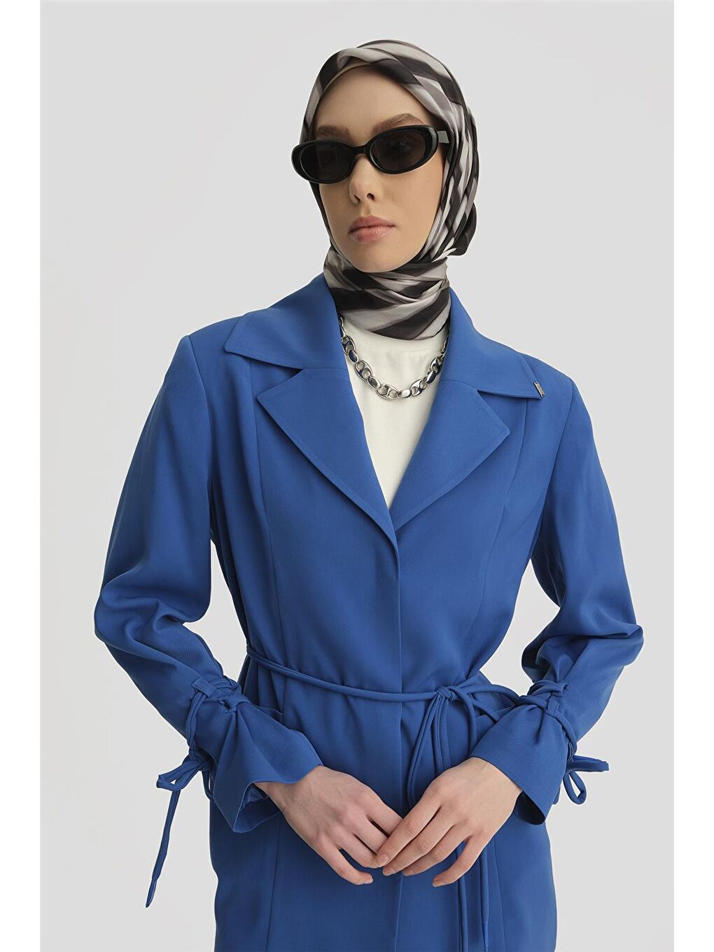 Mavi Kordon Ve Çıtçıt Detaylı Takım 24K6902 Kobalt-3