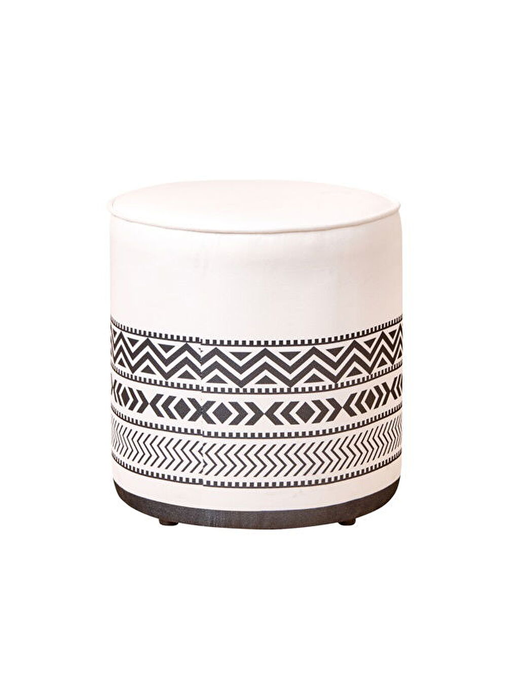 Ethnic Puf - Beyaz / Siyah - 41x39x39 cm-2