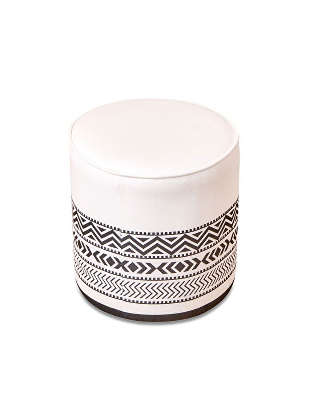 Ethnic Puf - Beyaz / Siyah - 41x39x39 cm-3