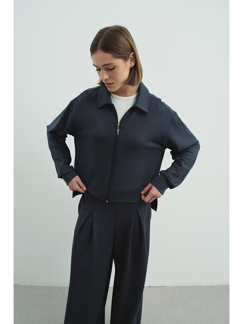 Gri Pure Touch Fermuarlı Sweat Füme-9