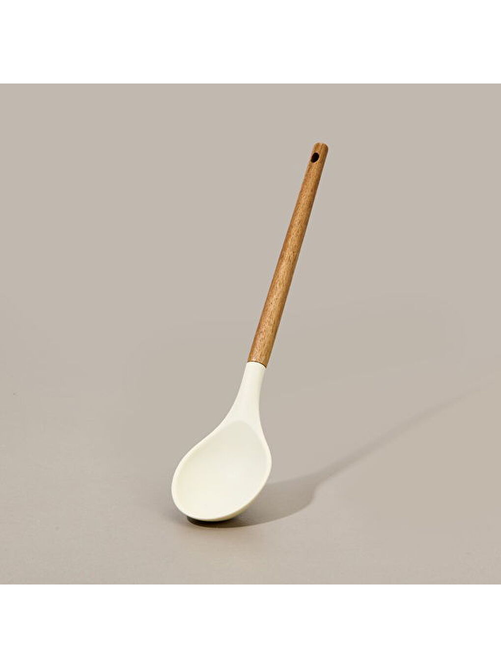 Akasya Saplı Silikon Servis Kaşığı - Kahverengi / Krem-2