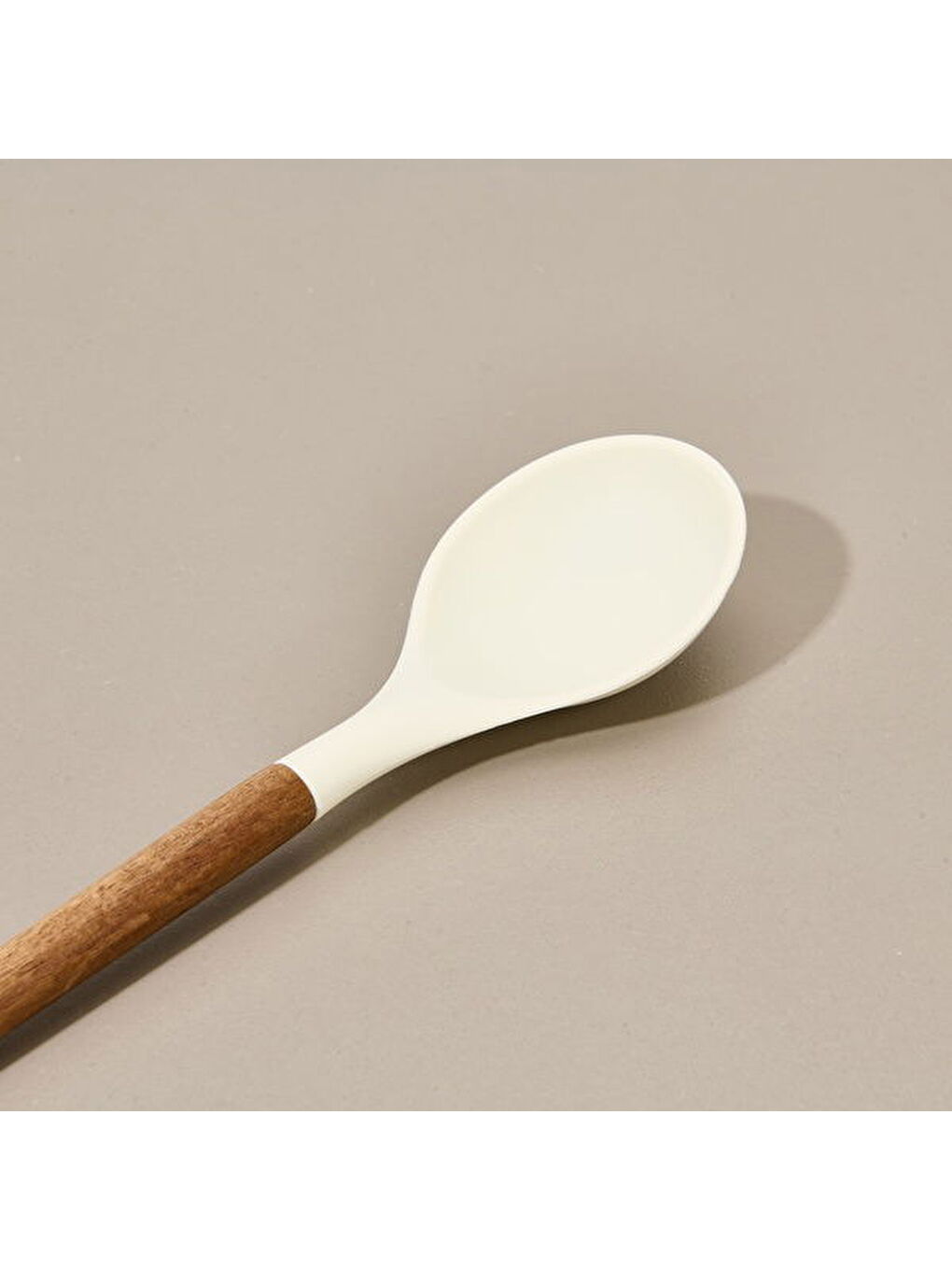 Akasya Saplı Silikon Servis Kaşığı - Kahverengi / Krem-3