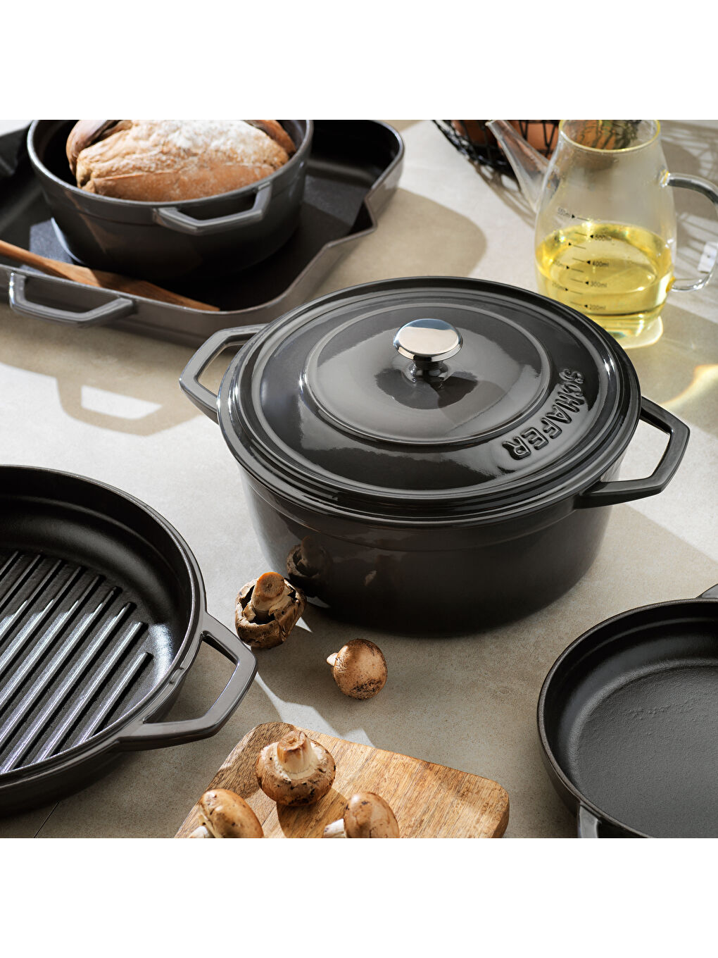 Guss Chef Döküm Sahan Çift Kulplu 19 Cm 1 Parça-Gri-3