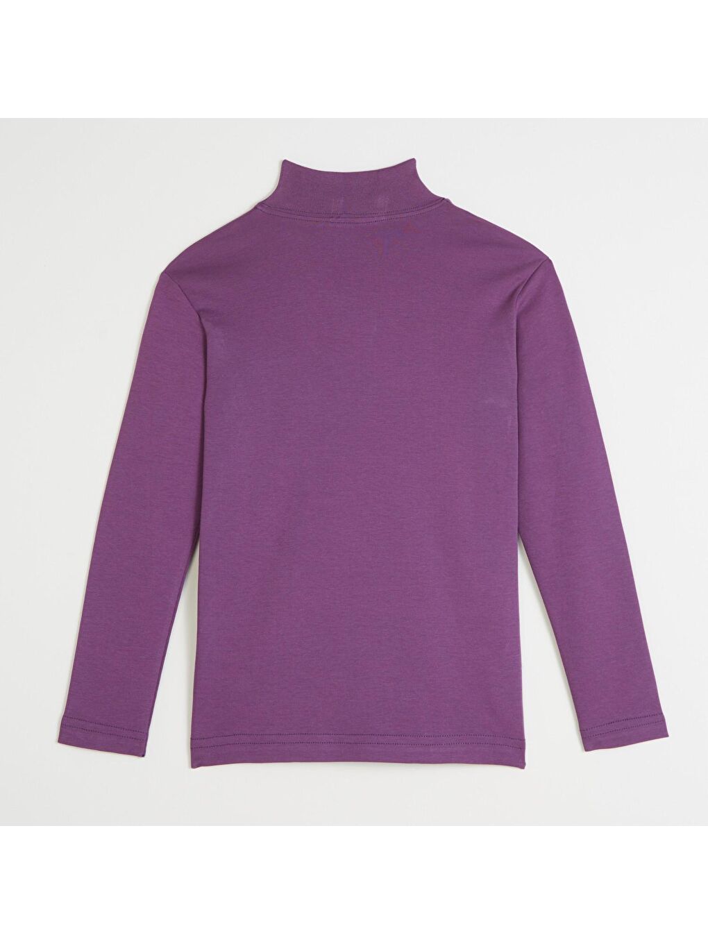 Mor Balıkçı Yaka Basic Çocuk Uzun Kollu Pamuklu Tişört-1