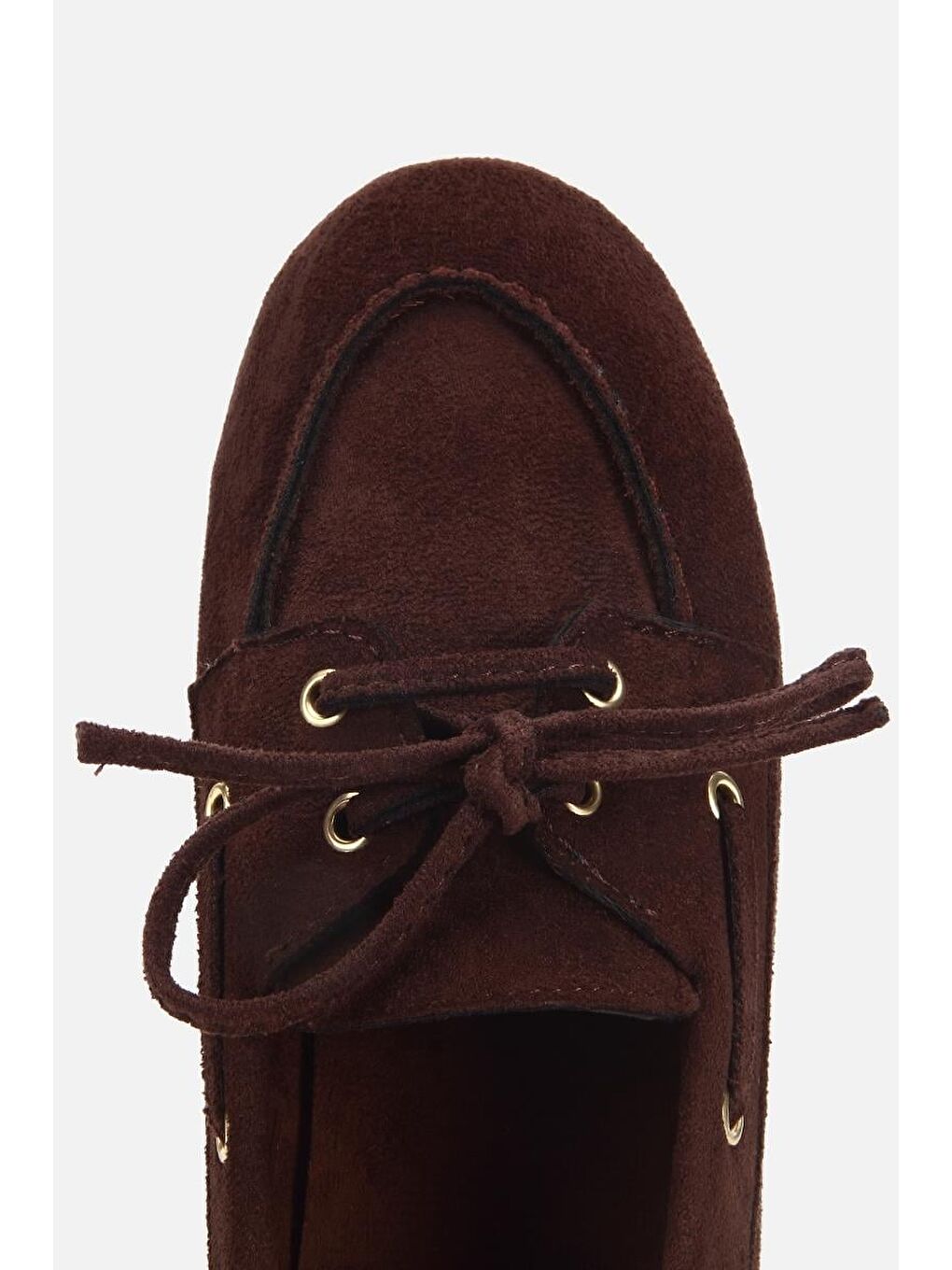 Kadın Kahverengi Süet Bağcık Detaylı Loafer-4