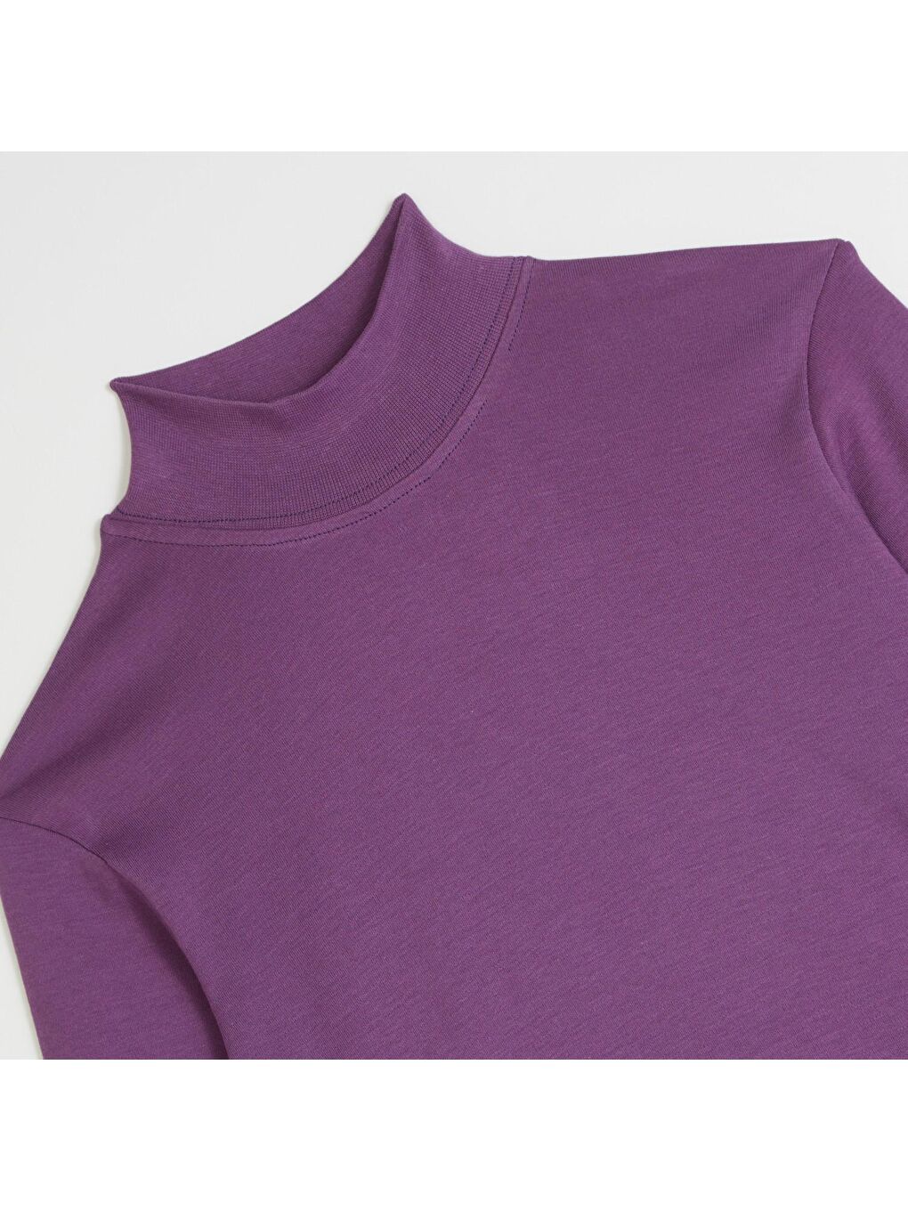 Mor Balıkçı Yaka Basic Çocuk Uzun Kollu Pamuklu Tişört-2