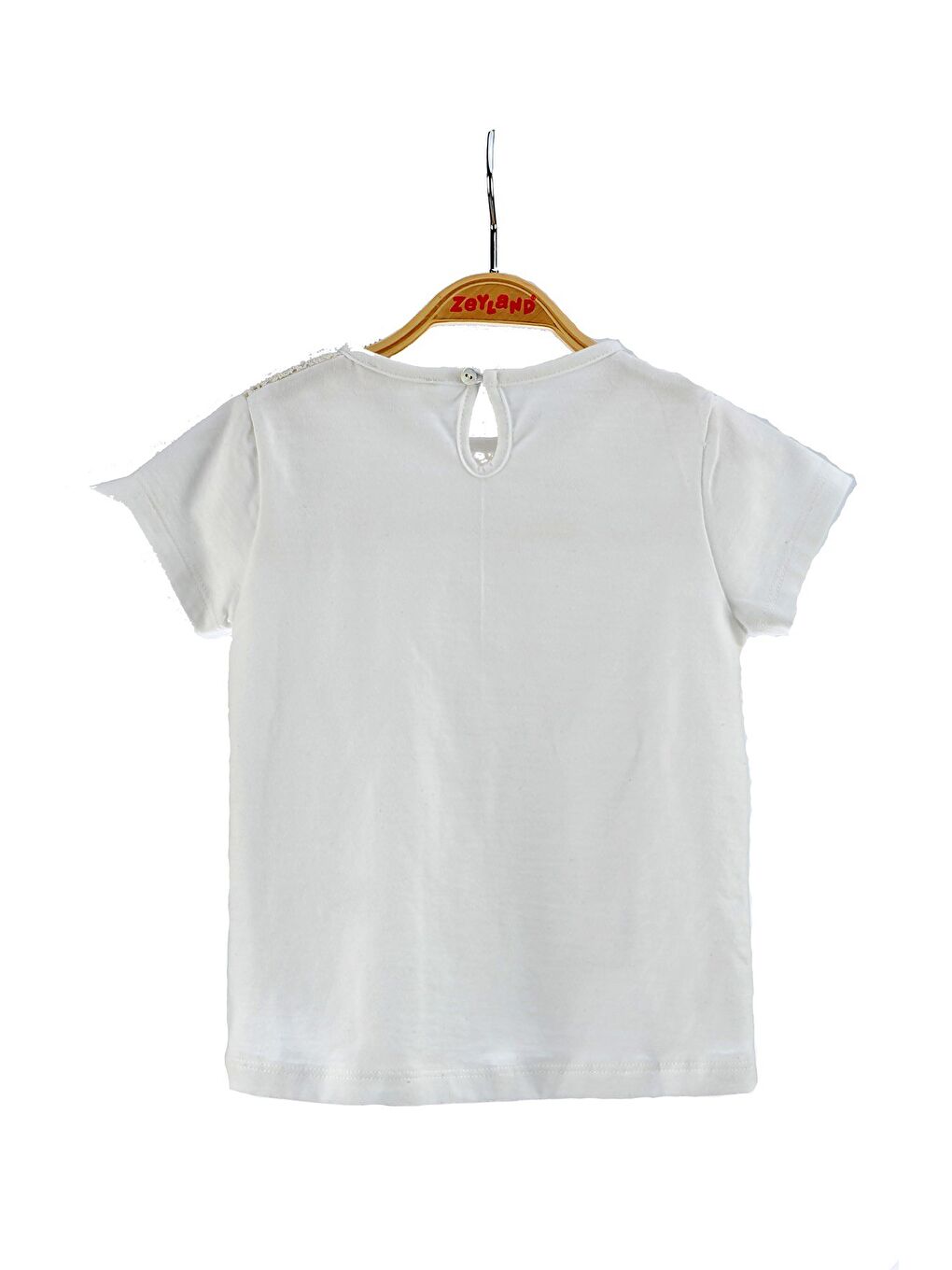 Kız Çocuk Ekru Dantelli T-Shirt (6Ay-4Yaş)-1