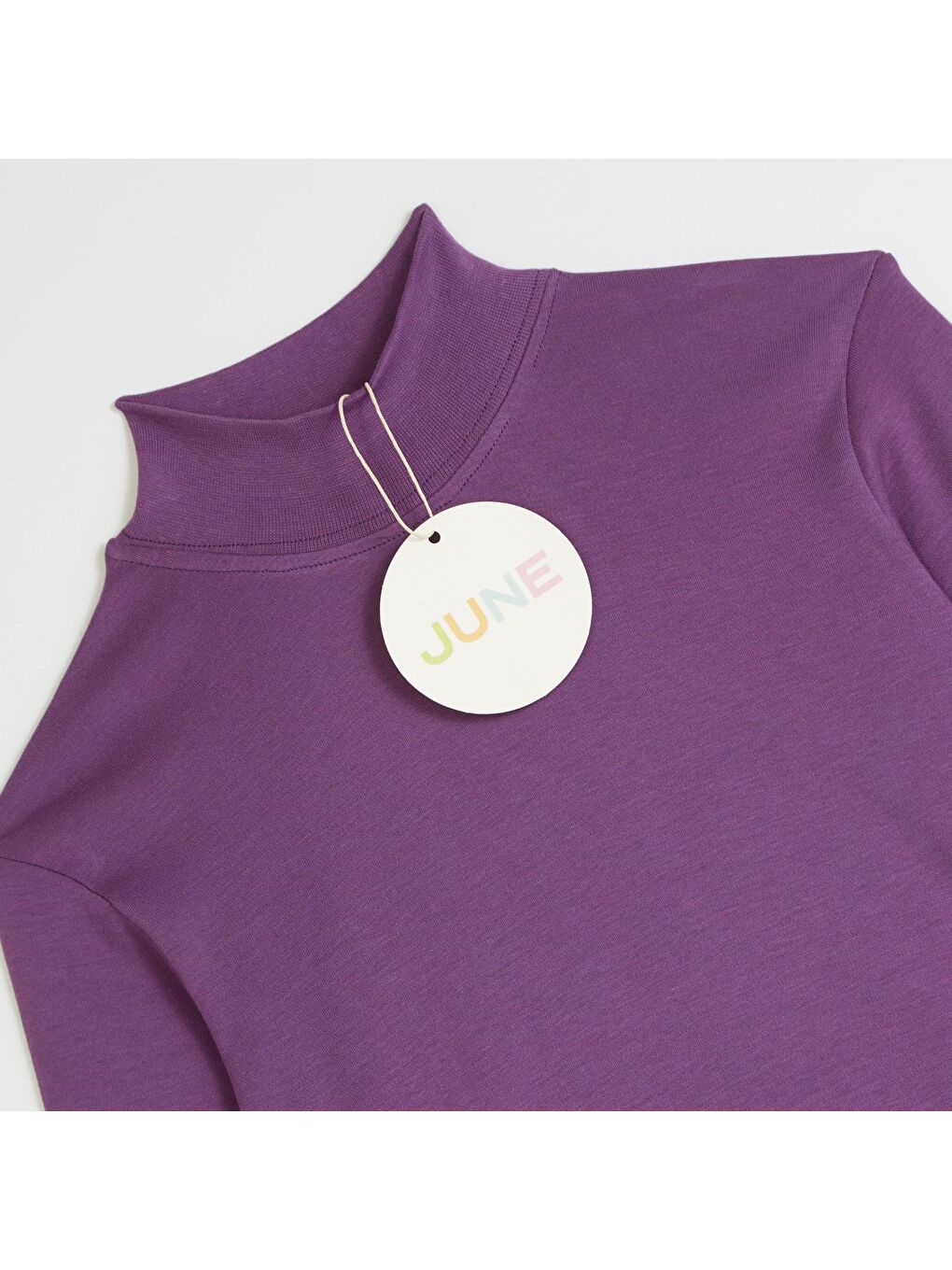 Mor Balıkçı Yaka Basic Çocuk Uzun Kollu Pamuklu Tişört-3