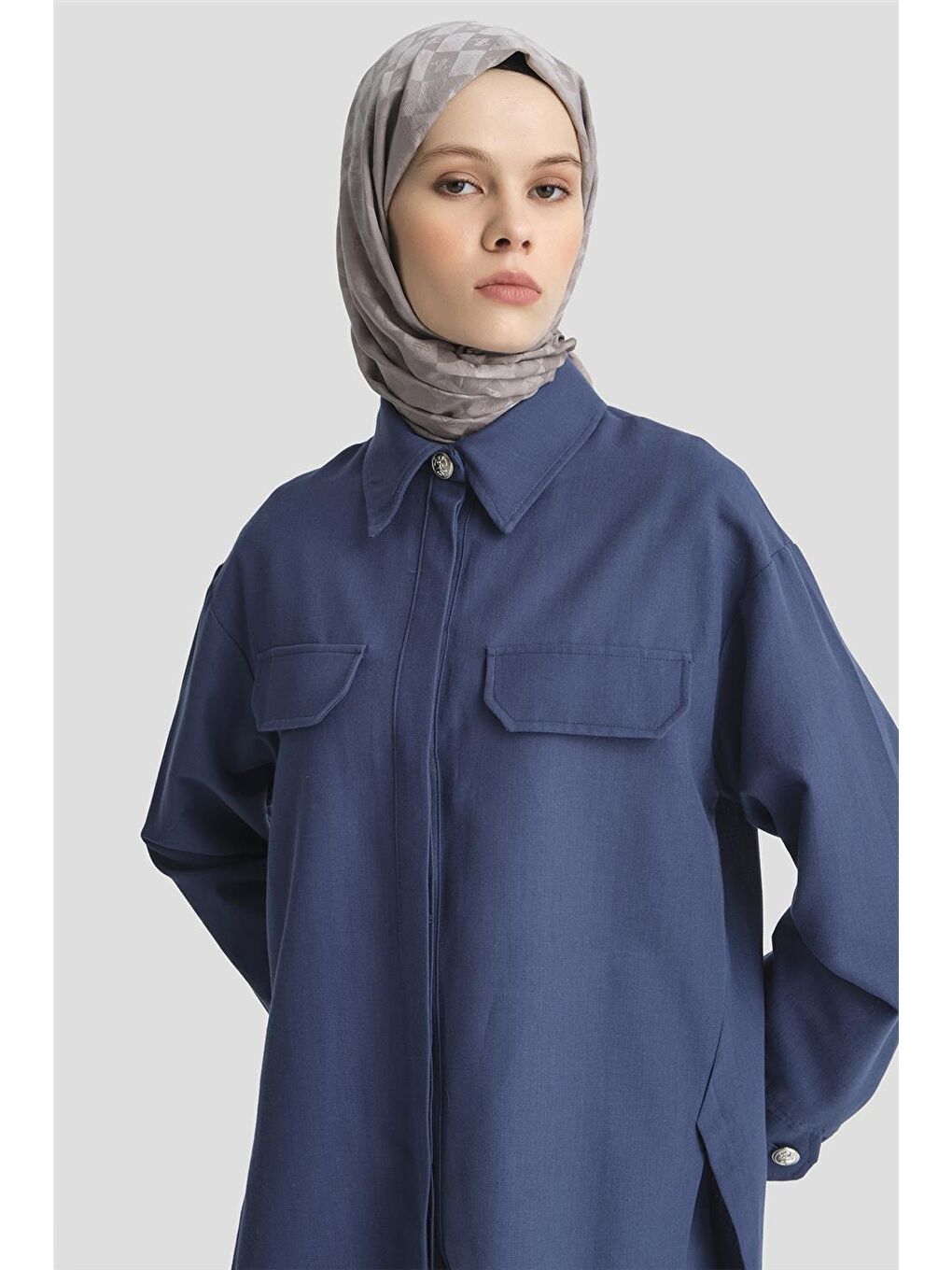 Kup Detaylı Keten Takım 25Y6017 Lacivert-3