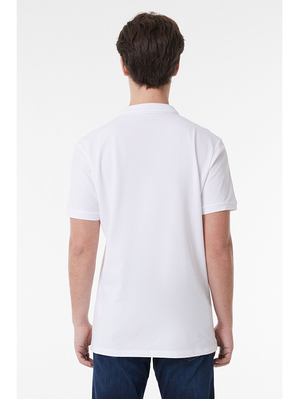 Regular Fit %100 Pamuk Polo Yaka Beyaz Tişört-4