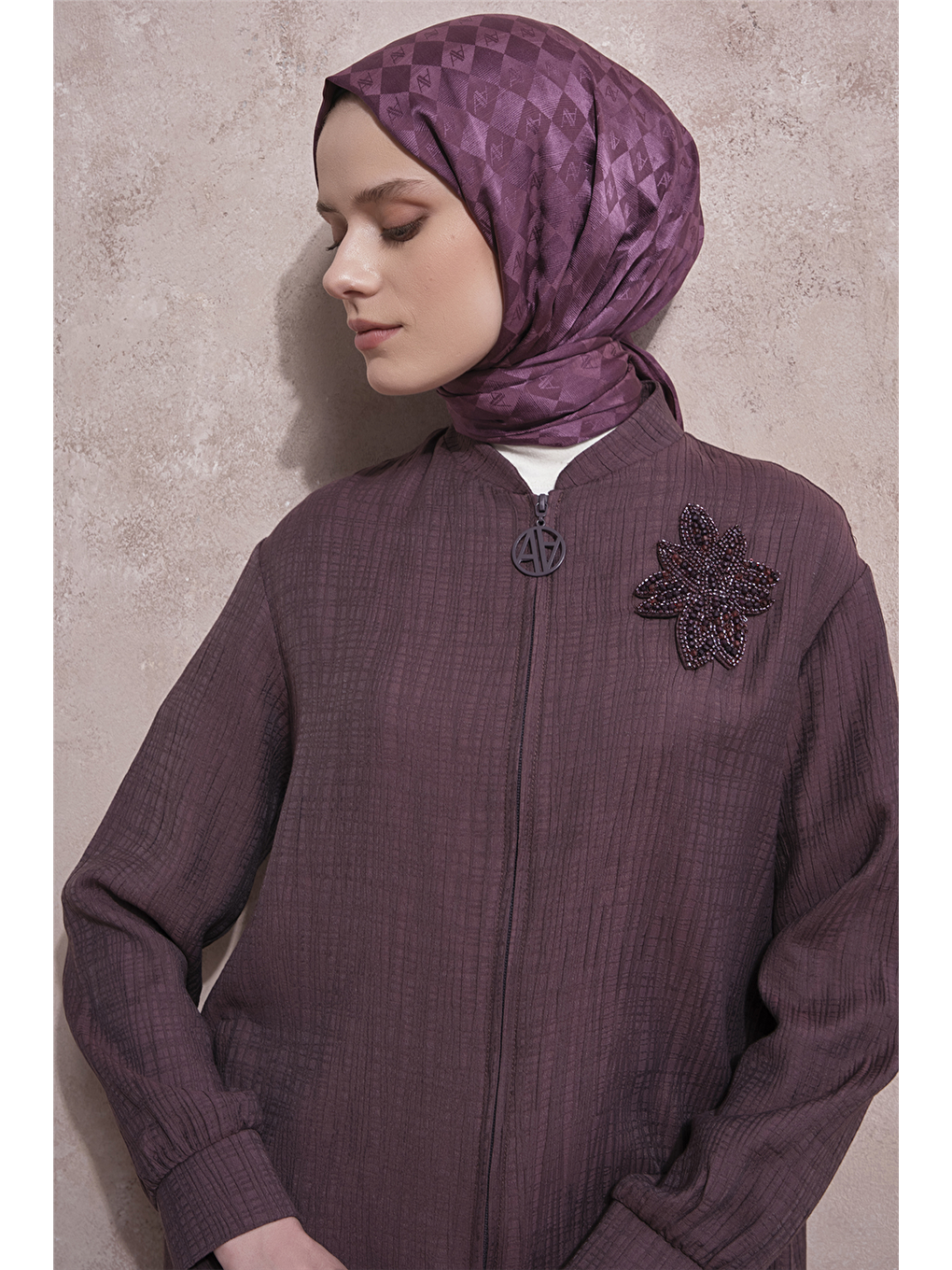 Düğme Detaylı Kap Mürdüm-2