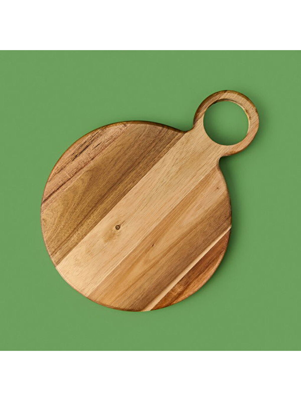 Akasya Yuvarlak Halkalı Kesim Tahtası - Kahverengi - 32x24 cm-1