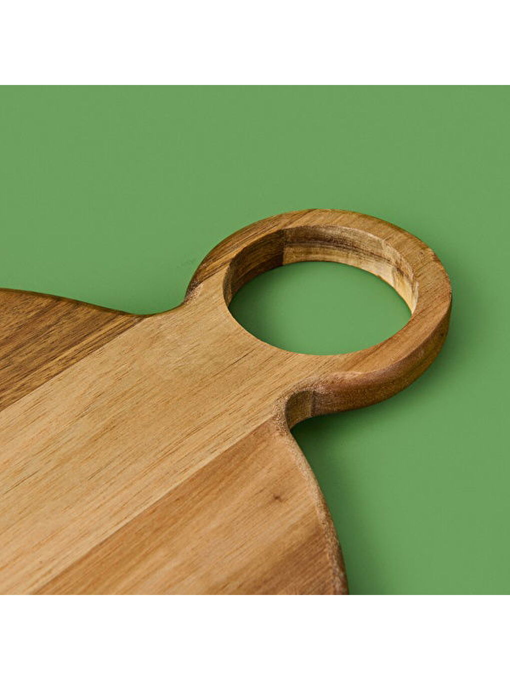 Akasya Yuvarlak Halkalı Kesim Tahtası - Kahverengi - 32x24 cm-2