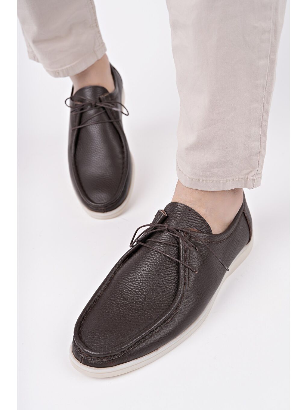 Kahverengi ANTONİO Bağcıklı Hakiki Deri Erkek Günlük Casual Ayakkabı-5