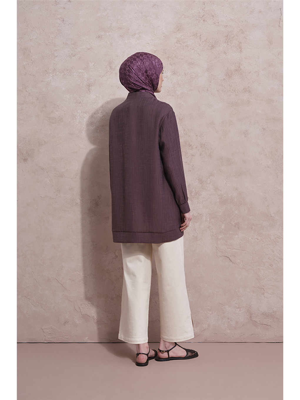 Düğme Detaylı Kap Mürdüm-4