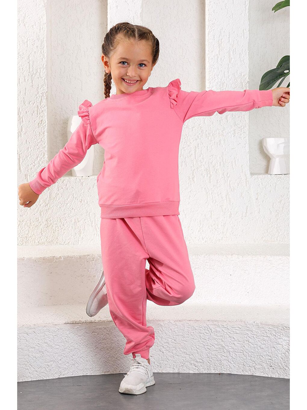 Zepkids Pembe Bisiklet Yaka Kız Çocuk Eşofman Takım - 3