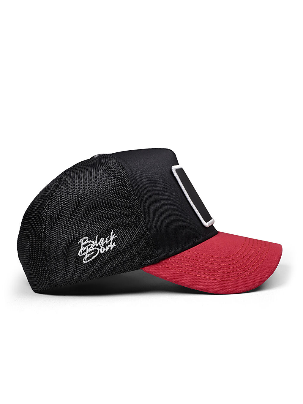 BlackBörk V1 Trucker Kurukafa - 2 Kod Logolu Unisex Kırmızı Siperli-siyah Şapka (CAP) - 1