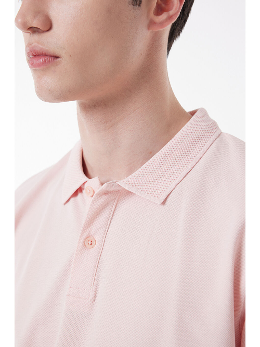 Regular Fit Normal Kesim %100 Pamuk Polo Yaka Açık Pembe Tişört-3