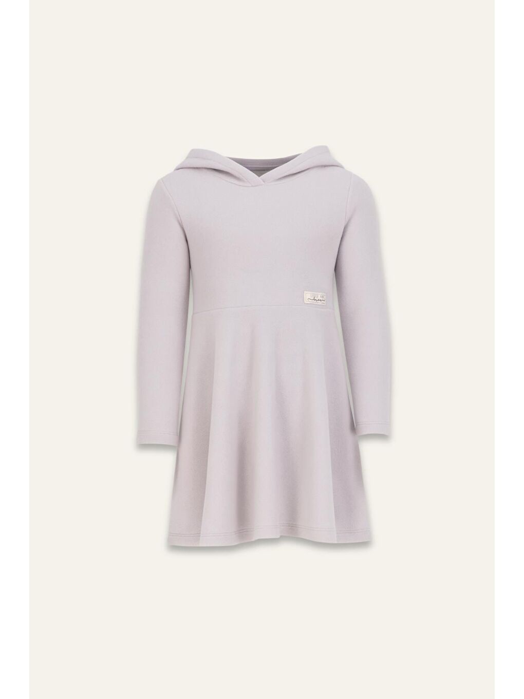 Kız Çocuk Kapüşonlu Yumoş Elbise - Gri