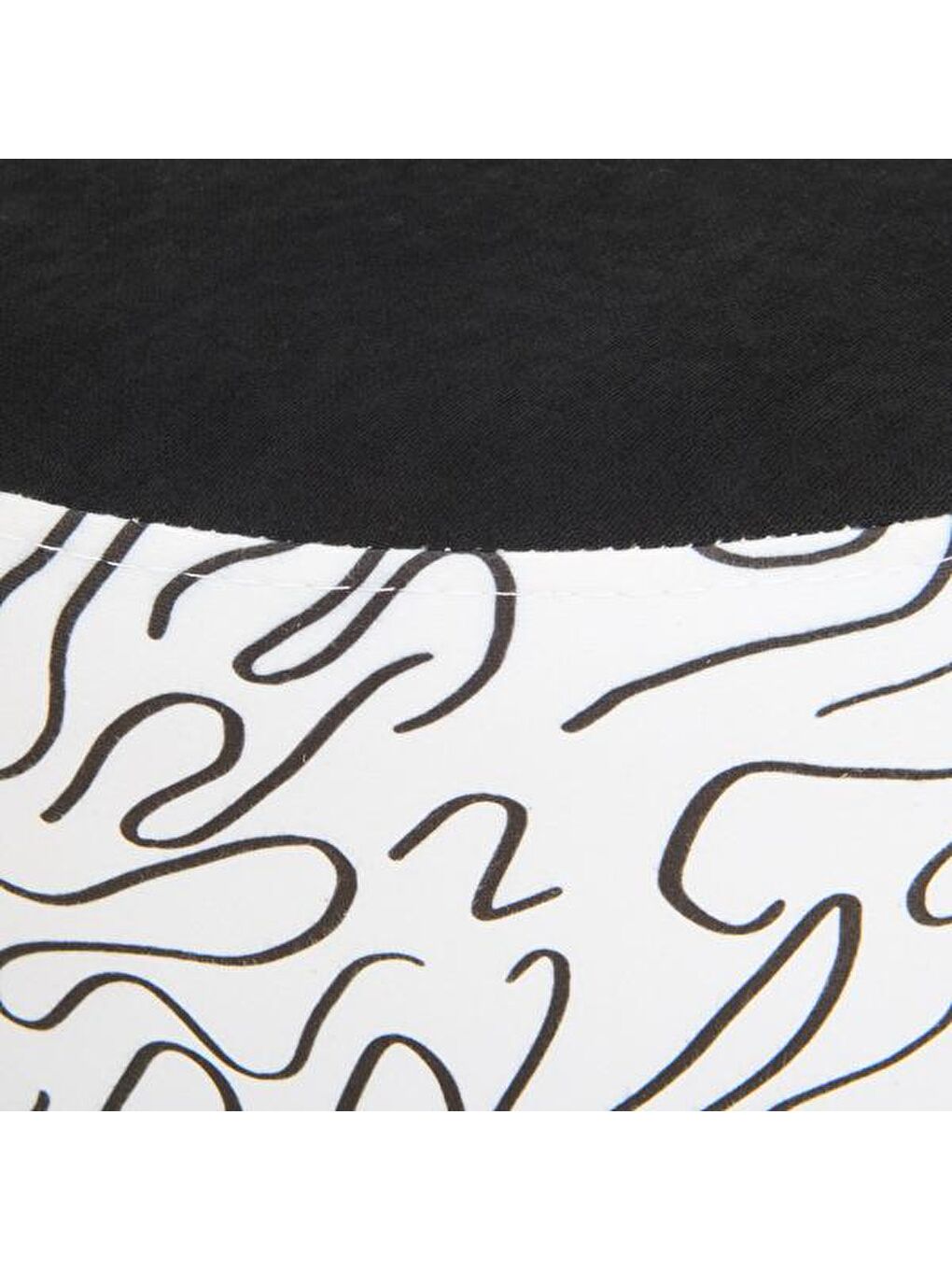 Sepia Silindir Desenli Puf - Beyaz / Siyah - 42x40x40 cm-3