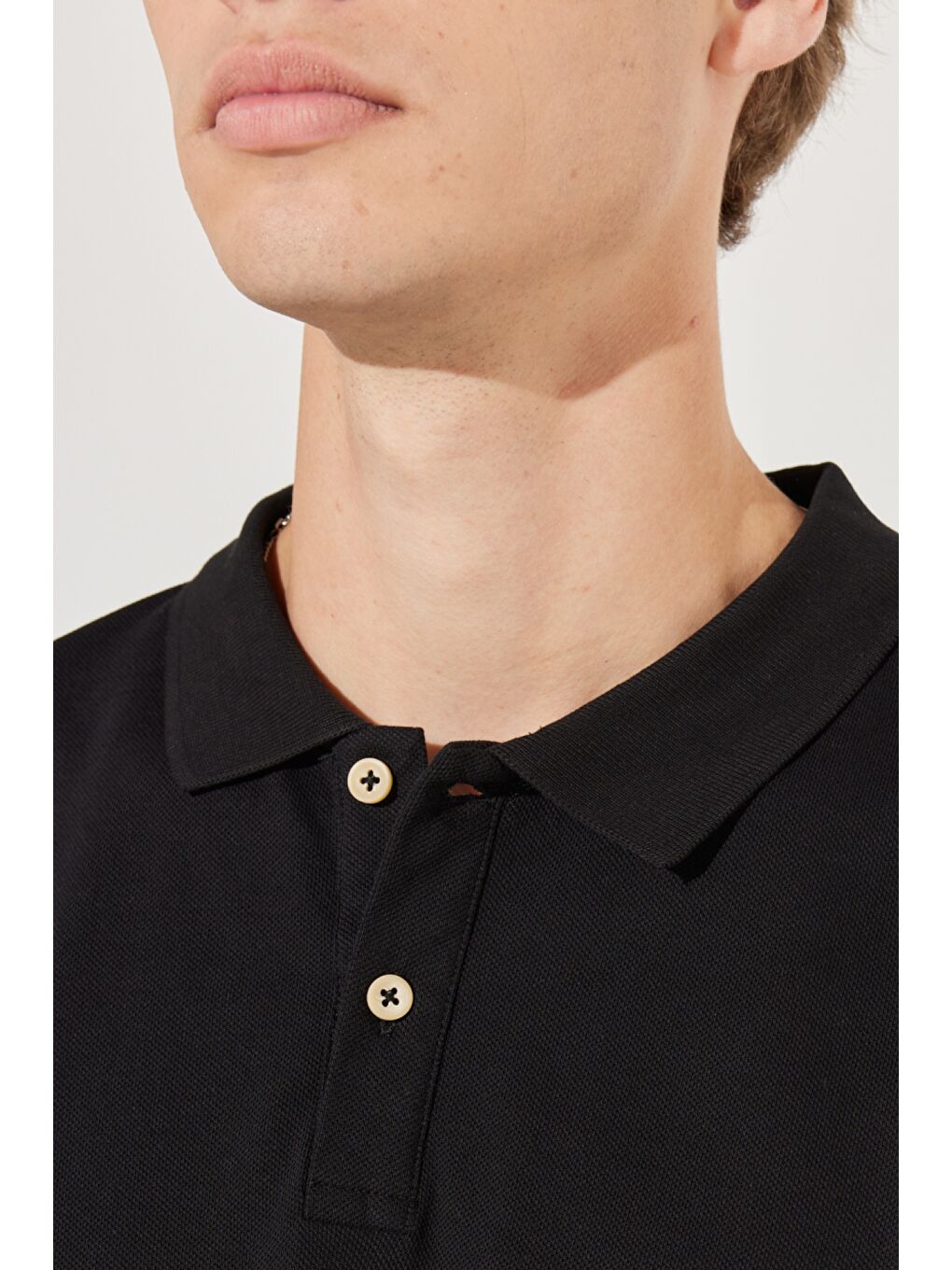 Regular Fit %100 Pamuk Polo Yaka Siyah Tişört-3