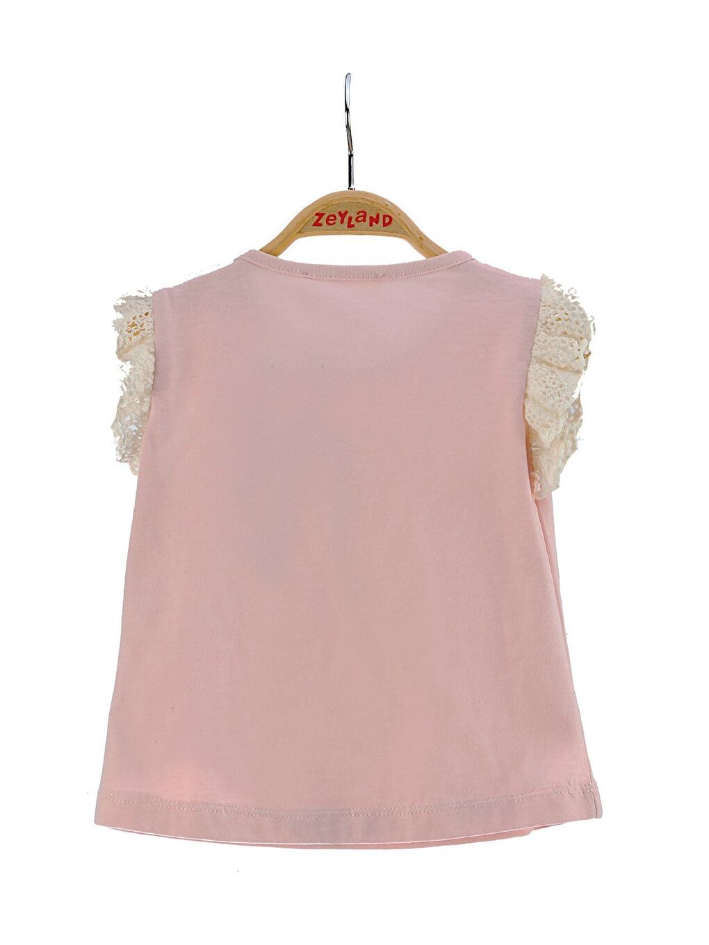 Kız Bebek Pembe Kolları Dantelli T-Shirt (6Ay-4Yaş)-1