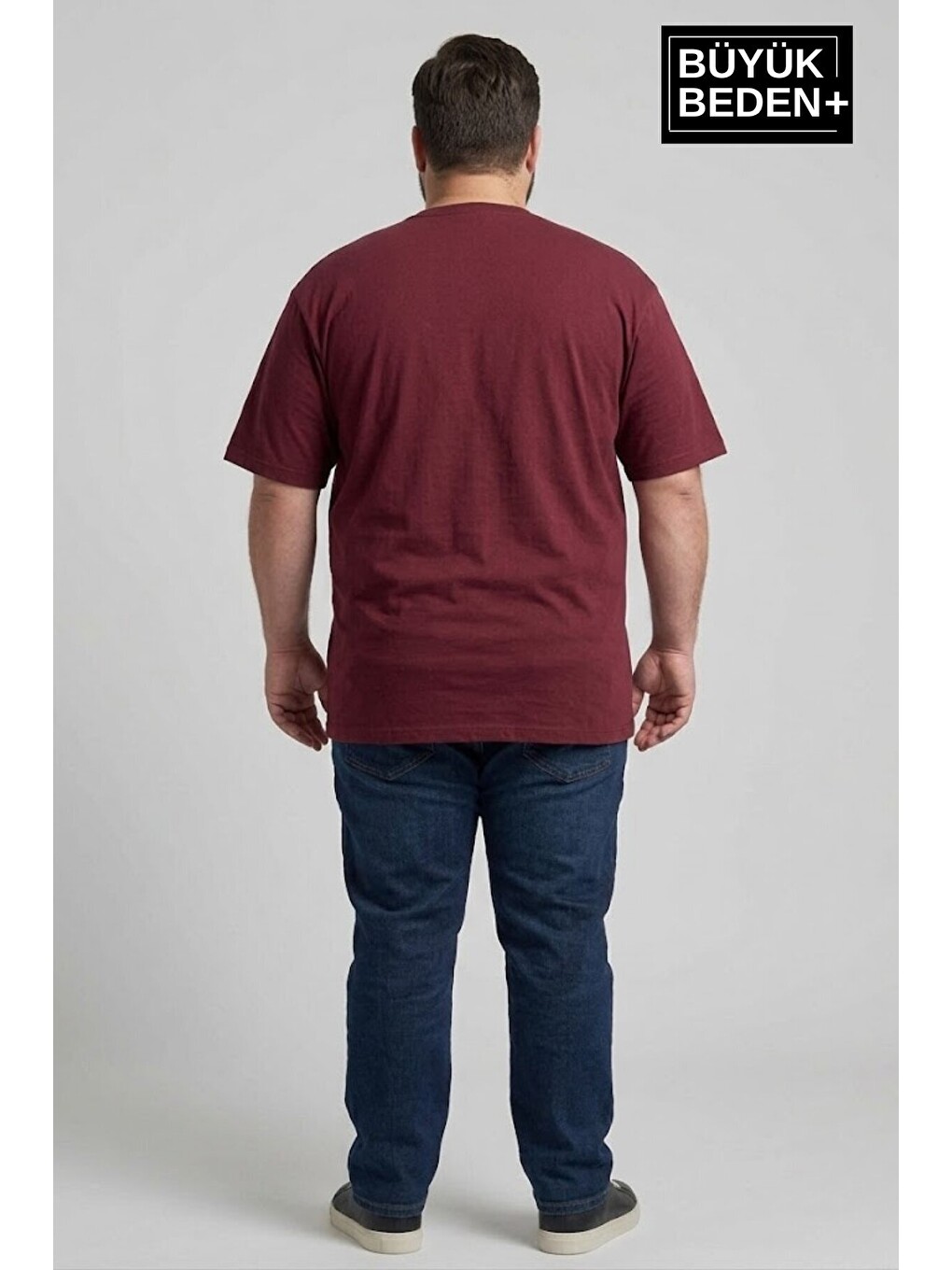 Bordo Erkek Büyük Beden Orta Brooklyn Baskılı 3xl-6xl Bisiklet Yaka Tshırt Spr26bts510-8-2
