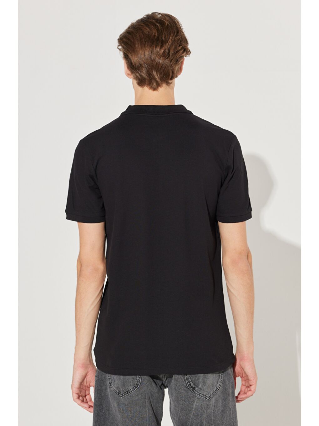 Regular Fit %100 Pamuk Polo Yaka Siyah Tişört-5