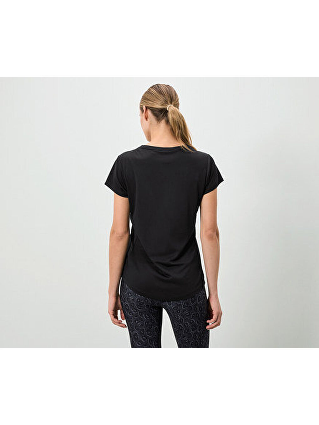 Kadın Spor Üst, Kısa Kol, Siyah-1