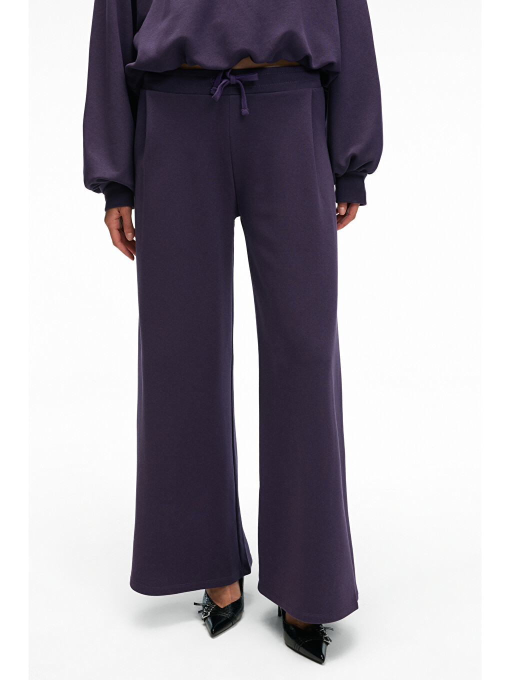 Ormıra Kadın Oversize Fit Yanları Cepli Lastikli Bel Mor Eşofman Altı-2
