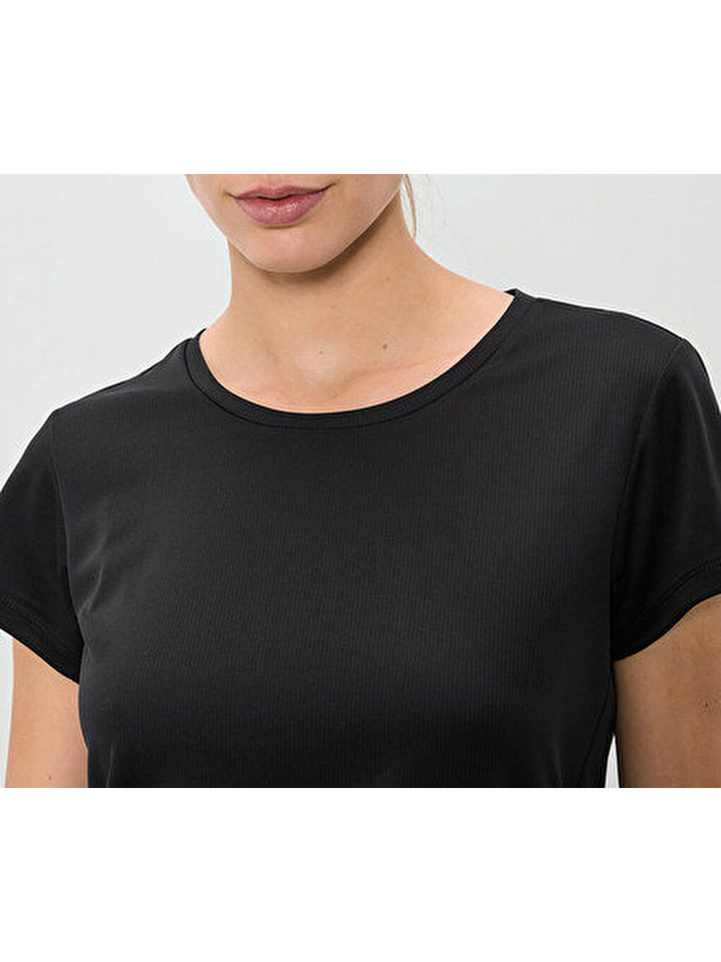 Kadın Spor Üst, Kısa Kol, Siyah-2
