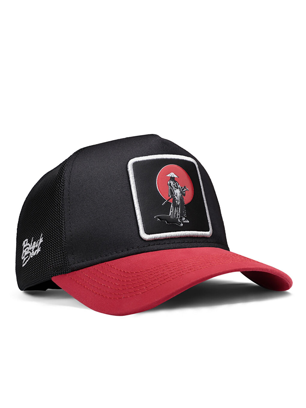 BlackBörk V1 Trucker Samuray - 10 Kod Logolu Unisex Kırmızı Siperli-siyah Şapka (CAP)