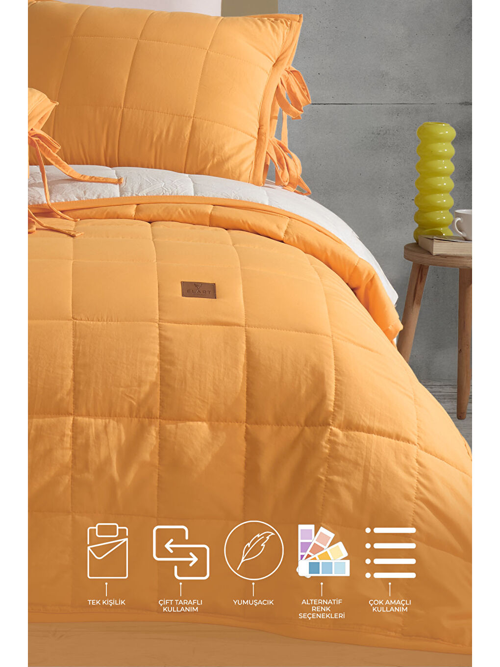 Madelyn Yatak Örtüsü Tek Kişilik 2 Parça Sarı-1