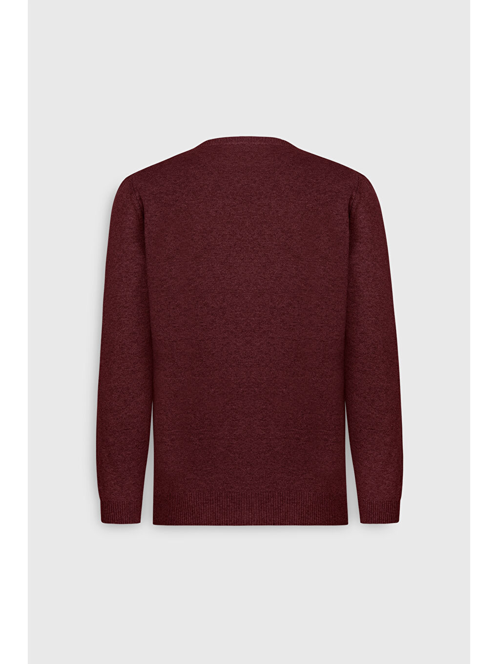 Erkek Bordo Pamuklu Standart Fit Normal Kesim Bisiklet Yaka Jakarlı Triko Kazak-8