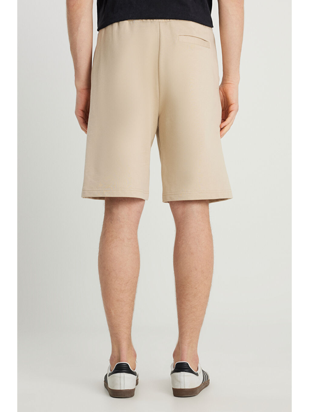 Regular Fit Normal Kesim %100 Pamuk Lastikli Bel Bej Sweat Şort-3