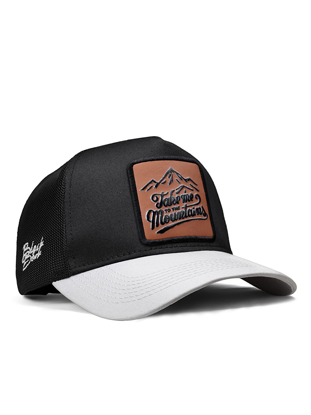 BlackBörk V1 Trucker Mountains - 1cs Kod Logolu Unisex Beyaz Siperli-siyah Şapka (CAP)