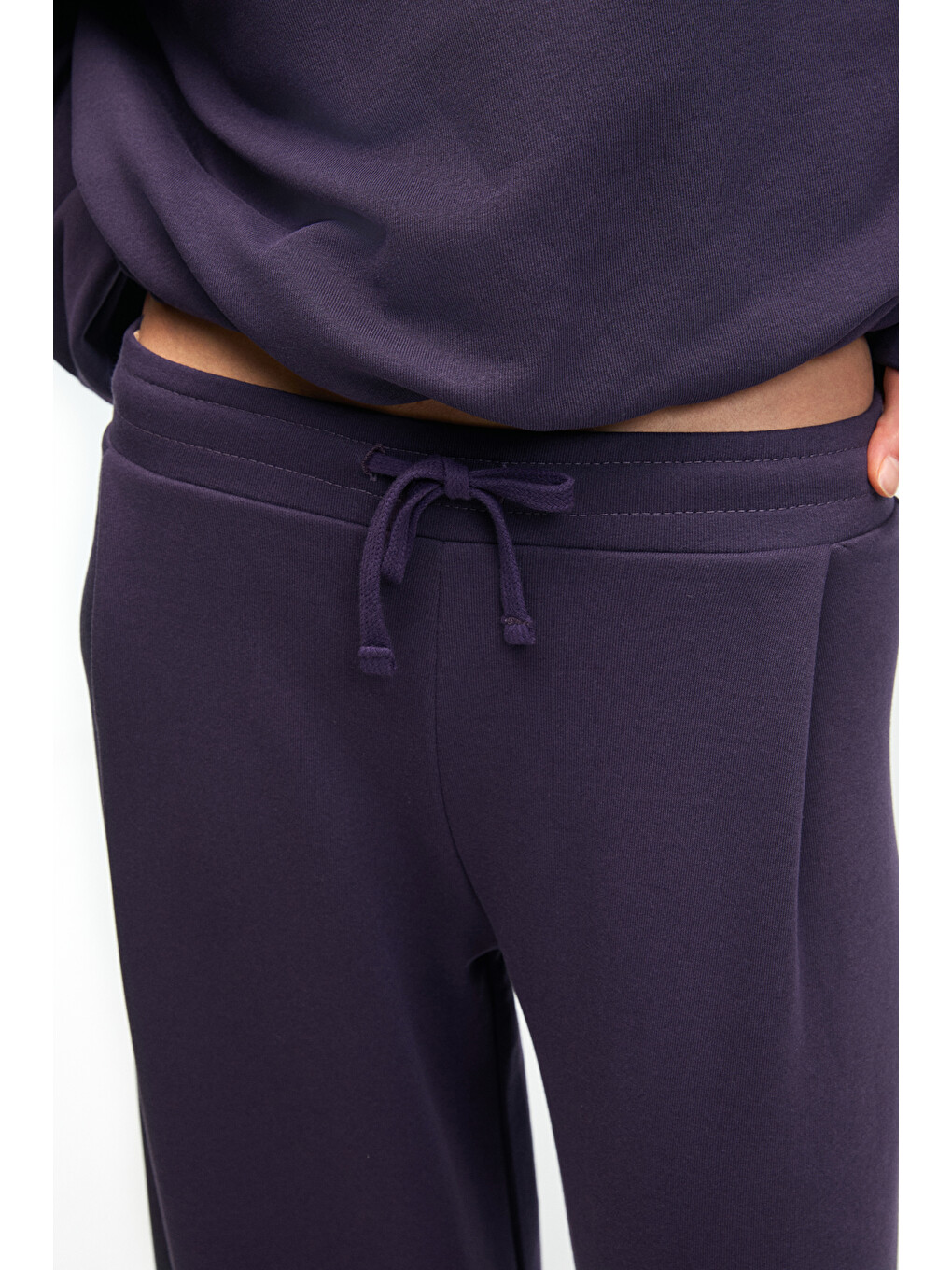 Ormıra Kadın Oversize Fit Yanları Cepli Lastikli Bel Mor Eşofman Altı-4